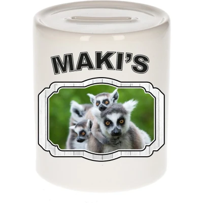 Afbeelding van Dieren liefhebber maki spaarpot apen cadeau Spaarpotten