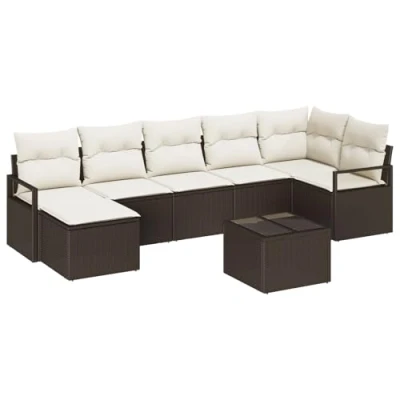 Afbeelding van vidaXL 7 delig Tuin Sofa Set met Kussens Grijs Poly Rattan