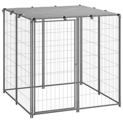 Afbeelding van vidaXL Hondenkennel 110x110x110 cm staal zilverkleurig