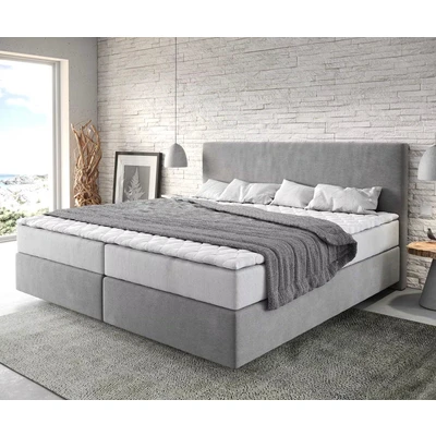 Afbeelding van Boxspring bed Dream Well Microvezel grijs 200x200 cm met pocketveringmatras en Visco topper