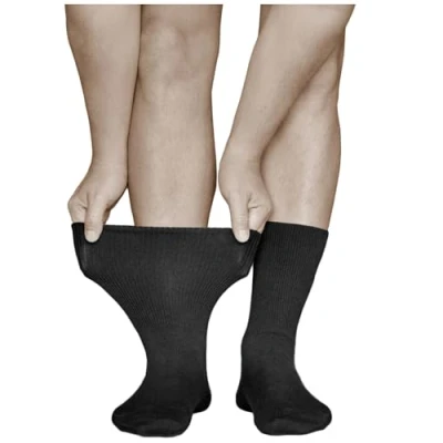 Afbeelding van VITSOCKS Niet Knellend Randje Extra Brede Sokken Heren (3 PAAR) Gezwollen Voeten en Enkels, zwart, 47 50