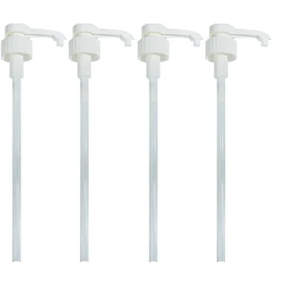 Afbeelding van Gunky Monkey 5L pompdispenser voor 5 liter container. 38 mm met schroefsluiting. 4 ml dosis ideaal handdesinfectiemiddel, antibacteriële zeep, shampoo. Pelikaanpomp lange buis.