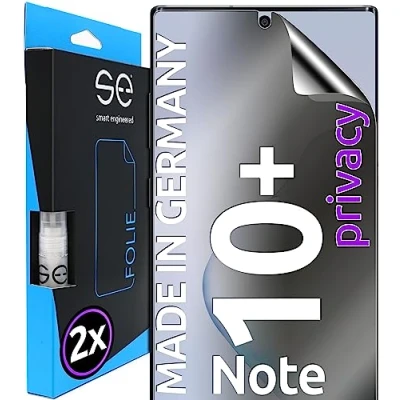 Afbeelding van S.E Beschermfolie voor Samsung Galaxy Note 10 Plus, privacy, privacyfolie, 2 x folies in een set uit Duitsland, Plus folie, anti spy stofvrij, inkijkbeschermingsfolie