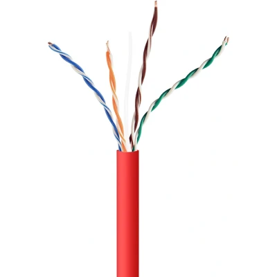Afbeelding van UTP Cat5E Lan kabel (CCA) stug, 305 meter Rood