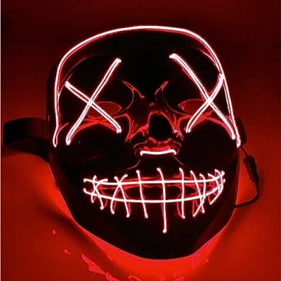 Afbeelding van LED eng masker rood bestuurbaar zoals van Purge, voor Halloween, carnaval &amp; als kostuum mannen vrouwen (rood)