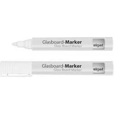 Afbeelding van glasboardmarker Sigel 2 3mm ronde punt stuks in etui wit SI GL715