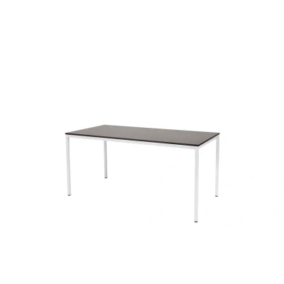 Afbeelding van Domino Basic bureautafel, vaste hoogte met 160x80cm logan eiken 25mm blad en wit (RAL9010) 4 poot frame
