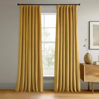 Afbeelding van HPD Half Price Drapes VPCH P Signature Verduisteringsgordijn van fluweel (1 gordijn), polyester, Fool&#039;s Gold, 50 x 96