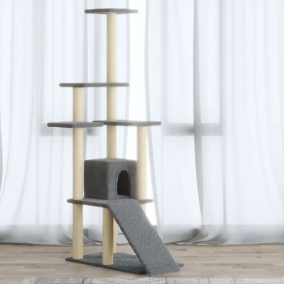 Afbeelding van vidaXL Kattenmeubel met sisal krabpalen 155 cm crèmekleurig
