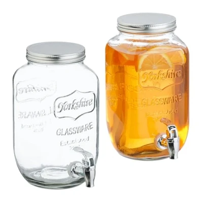 Afbeelding van Relaxdays limonadetap set van 2 3,5 liter met kraantje glas