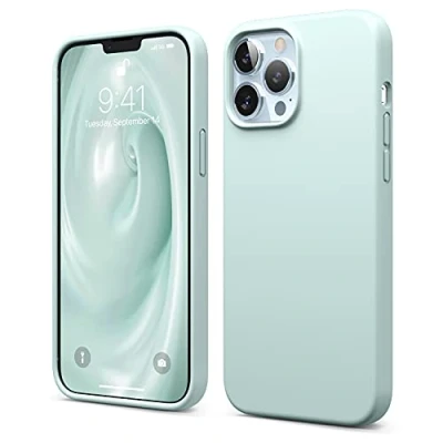 Afbeelding van elago Liquid Silicone Case Compatibel met iPhone 13 Pro Max Hoesje (6.7&quot;), Complete Full Body Beschermhoes Schokbestendig, Anti Kras Zachte Microfiber Voering (Groen)