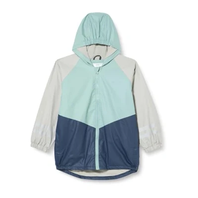 Afbeelding van Playshoes Unisex kinderen fleece voering regenjas, groen/grijs blokkleuren, 92, groen/grijs, 92 cm