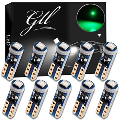 Afbeelding van GLL 10pcs T5 LED Lampen 74 70 37 17 2721 3528 5mm 3030 1SMD voor Auto Speedometer Dashboard Meter Cluster Licht Groen
