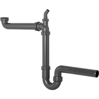 Afbeelding van Cornat buisvormige geurafsluitingen voor was &amp; spoeltafels verschillende groottes/stijlen Ruimtebesparende geurafsluiter (spoelbak). 1 1/2 inch x 40 mm grijs