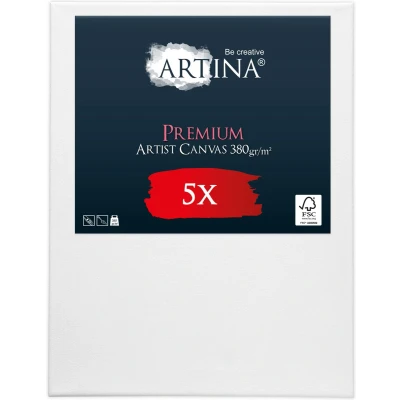 Afbeelding van Artina Set van 5 Schildersdoeken 60x80 cm FSC® Schildersdoek Stuks Premium Canvas Dubbel Geprimed Spieraam Wit