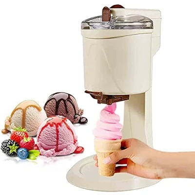 Afbeelding van IJsmachine met compressor, softijsmachine voor thuis, ijsmachine, 1 liter, grote capaciteit, ijsbereider ijs, frozen yoghurt en sorbet