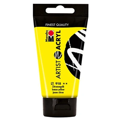 Afbeelding van Marabu 12200002918 Artist acryl citroengeel 75 ml, fijne acrylverf in kunstenaarskwaliteit, op waterbasis, pastose consistentie, hoog gepigmenteerd, zeer goede glans en dekking