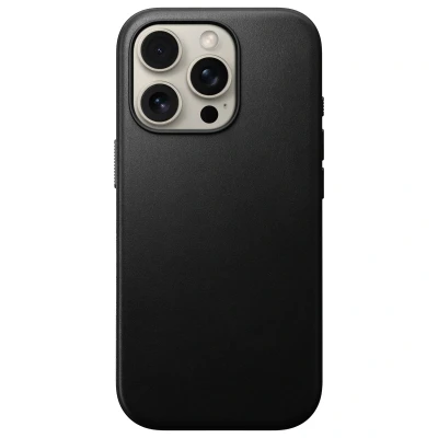 Afbeelding van Nomad Hoesje Geschikt voor Apple iPhone 16 Pro Modern Leather Case Compatibel met MagSafe en Draadloos Opladen Back Cover Echt Leer Zwart