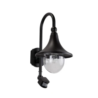 Afbeelding van Lindby Wandlampen buiten 1licht aluminium, polycarbonaat H: 44.2 cm E27 zwart, helder