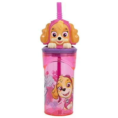 Afbeelding van Paw Patrol Girl Sketch Benzine, herbruikbare drinkbeker voor kinderen, van BPA vrije kunststof, 430 ml, met 3D figuren op het deksel