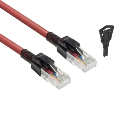 Afbeelding van ACT Rode 1 meter U/UTP CAT6A LSZH vergrendelbare patchkabel snagless met RJ45 connectoren