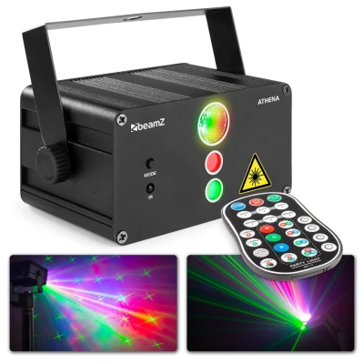 Afbeelding van BeamZ Athena accu disco laser met 2 gobo lasers en multicolor LED