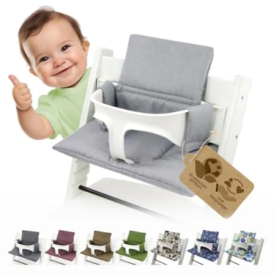 Afbeelding van Bambiniwelt Zitkussen, overtrek, vervangingskussen, compatibel met Stokke Tripp Trapp hoge stoel (org. lichtgrijs)