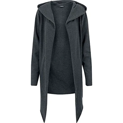 Afbeelding van Urban Classics LONG Hooded OPEN EDGE Cardigan Sweater met rits, Heren, Maat: 5XL, Charcoal