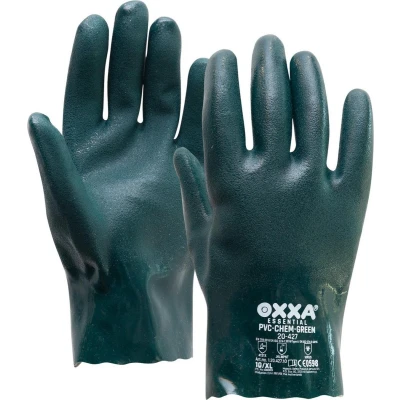 Afbeelding van Oxxa PVC Chem Green 20 427 handschoen 10/XL XL/10 Zwart Slip on EN 388:2016 &amp; ISO 374 1:2016/Type A 5:2016