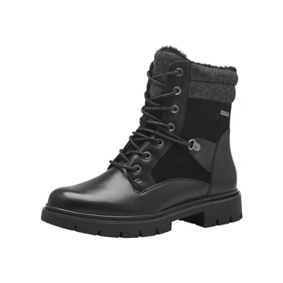 Afbeelding van Tamaris Comfort Winterlaarzen voor dames, met veters, gevoerd, waterafstotend, zwart, 37 EU