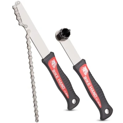 Afbeelding van BIKE HAND kettingzweep en trekkerset &amp; borgring gereedschap voor Shimano HG cassette/vrijloop inbouw uitbreiding MTB racefiets 7 8 9 10 11 12 versnellingen