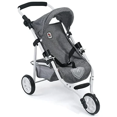 Afbeelding van Bayer Chic 2000 Poppenbuggy Lola, joggingbuggy, poppenjogger, poppenwagen, jeans grijs, 70 x 33 62 cm