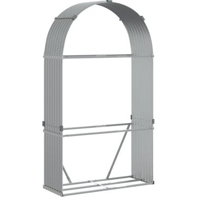 Afbeelding van Haardhoutopslag 120x45x210 cm gegalvaniseerd staal lichtgrijs