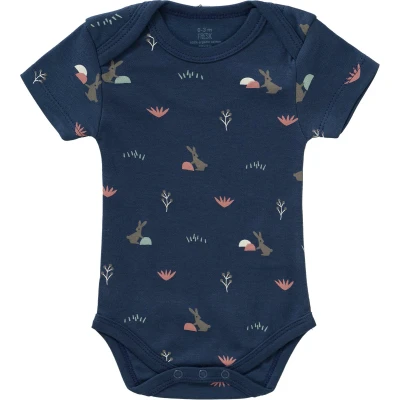 Afbeelding van Fresk Romper met Korte Mouwen 0 3 m Biologisch Katoen Blauw Rabbit Mood Indigo