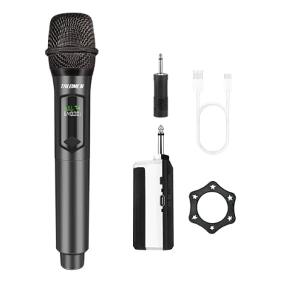 Afbeelding van talomen, Professionele draadloze microfoon, dynamisch handmicrofoonsysteem met accu voor PA systeem, karaoke, bruiloft, toespraak, DJ, party, vergadering, kerk. K60 1