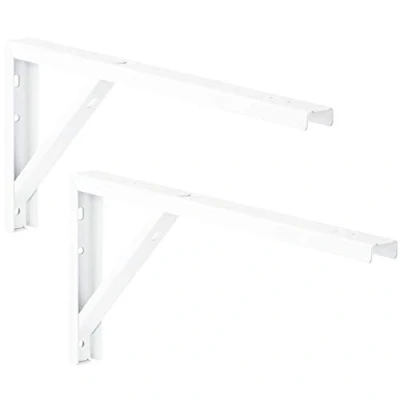 Afbeelding van Gedotec legbordbeugel metalen witte legbordsteun tafelverlenging voor tafel &amp; wandmontage staal wit gecoat 400 x 30 180 mm 2 stuks Wandsteun wandrekjes