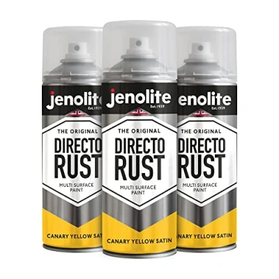 Afbeelding van JENOLITE Directorust Satijnverf KANARIE GEEL Multi oppervlak Hout, metaal, kunststof, keramiek en verroeste oppervlakken 3 x 400 ml RAL 1018
