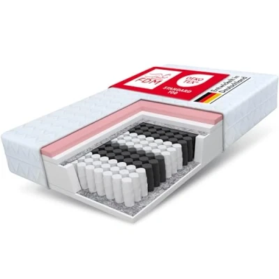 Afbeelding van FDM vormgeheugenmatras 140x200 Pocketveringkern 7 hellingszones Hoogte 24 cm H2 H3 Viscoschuim Geschikt voor mensen met een allergie Hoes afneembaar om te wassen Wit.