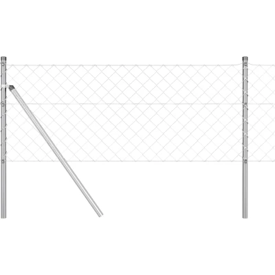 Afbeelding van vidaXL Keten link Schutting Grijs Set van 2 Ge galvaniseerd staal