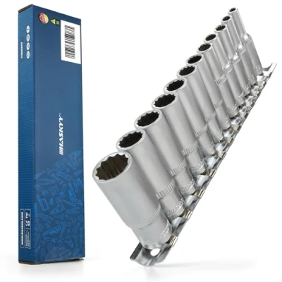 Afbeelding van HASKYY Steeksleutelset dopsleutels lange moerdoppen 5/32 inch 9/16 twaalfkant inzetstuk moersleutel 1/4 (6,35 mm) steekmoersleutel set 12 delig elk 5 cm lang