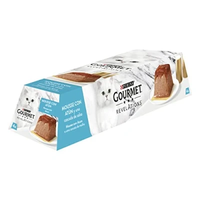 Afbeelding van Gourmet Purina Revelations Mousse met saus, natvoer voor tonijnkatten, 6 verpakkingen 4 piramides, 57 g, 24 stuks
