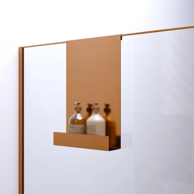 Afbeelding van Brauer Copper Edition doucherek hangend met glasklem koper geborsteld PVD