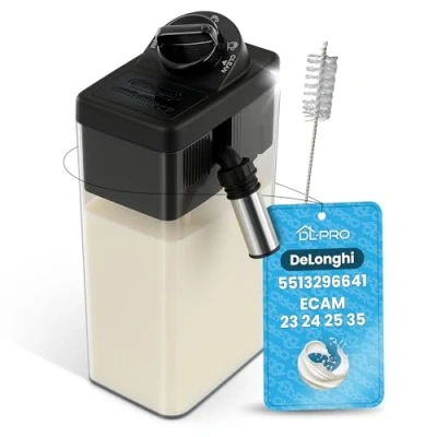 Afbeelding van DL pro Melkreservoir met deksel voor DeLonghi 5513296641 ECAM 23 24 25 350 koffiezetapparaat reinigingsborstel