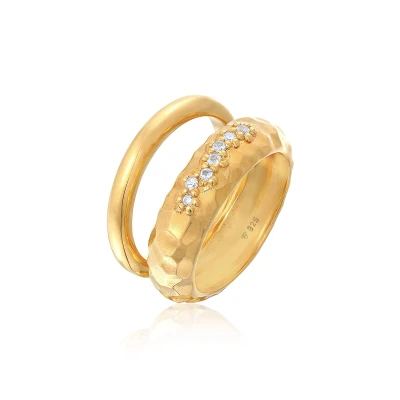 Afbeelding van Elli 2PACK Classic Ring goldcoloured, Dames, Maat: 56, Gold coloured
