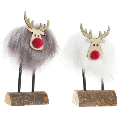 Afbeelding van Kerstversiering DKD Home Decor Polyester Rendier (7 x 5 16 cm) (2 Stuks)