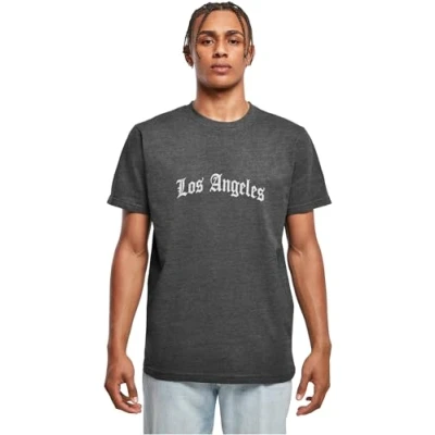 Afbeelding van Mister TEE LOS Angeles Wording Tshirt print, Heren, Maat: Large, Charcoal