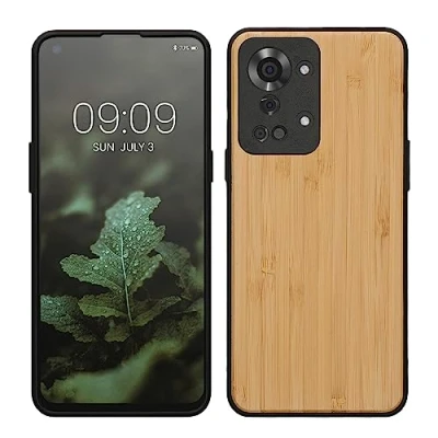 Afbeelding van kwmobile telefoonhoesje geschikt voor OnePlus Nord 2T 5G Hoesje met bumper in lichtbruin Backcover bamboe