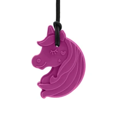 Afbeelding van ARK® Kauwketting in verschillende diktes en vormen met instelbare scheurlijn ATC onderhoudsinstructies, sensory halsketting, bijtblok, kauwen, tandjes, autisme (eenhoorn, zacht magenta)
