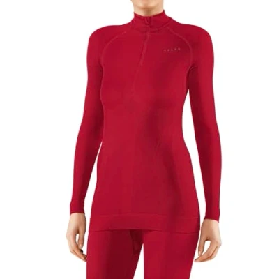 Afbeelding van FALKE Dames Baselayer Shirt Maximum Warm High Zip Neck W L/S SH Functioneel materiaal sneldrogend 1 stuk, Roze (Red 8644), L