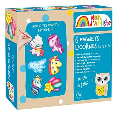 Afbeelding van MAINS D&#039;ARTISTE Eenhoorn Magneet Creatie Kit Creatieve Hobby 730202 Gieten Schilderen Gips Koelkast Creativiteit Knutselactiviteiten Complete Vanaf 5 jaar